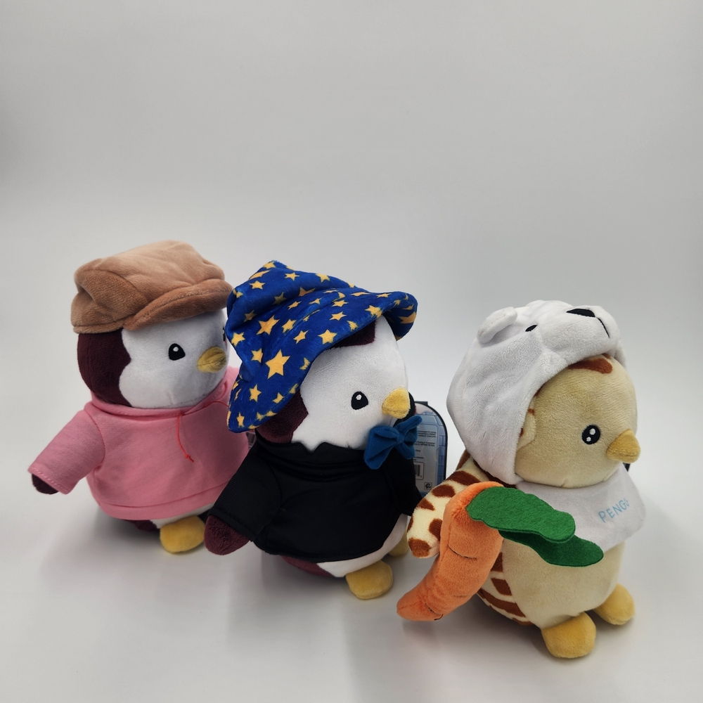 Set of 3 Pudgy Penguin Plush Toys in Colorful Outfits